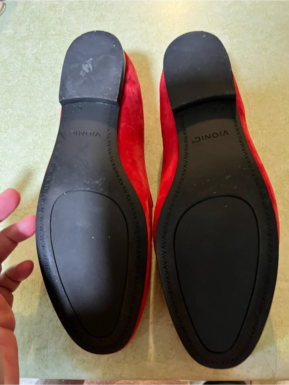 Vionic Willa red suede slip on loafers in size 8. Great shape.